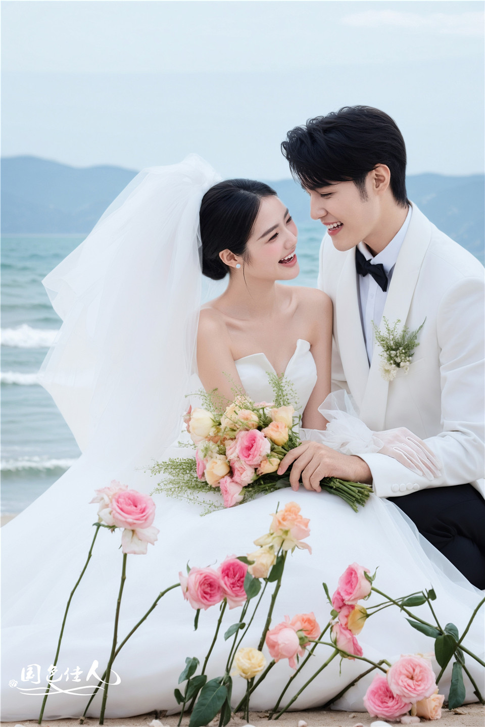 清新海景婚纱照厦门婚纱照推荐哪家好厦门国色